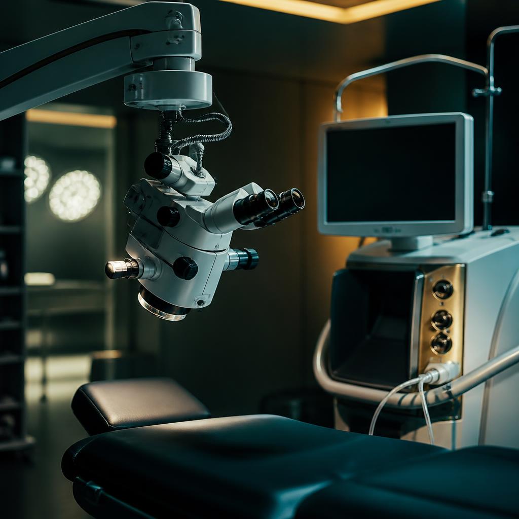 Microscópio cirúrgico oftalmológico e equipamentos de facoemulsificação